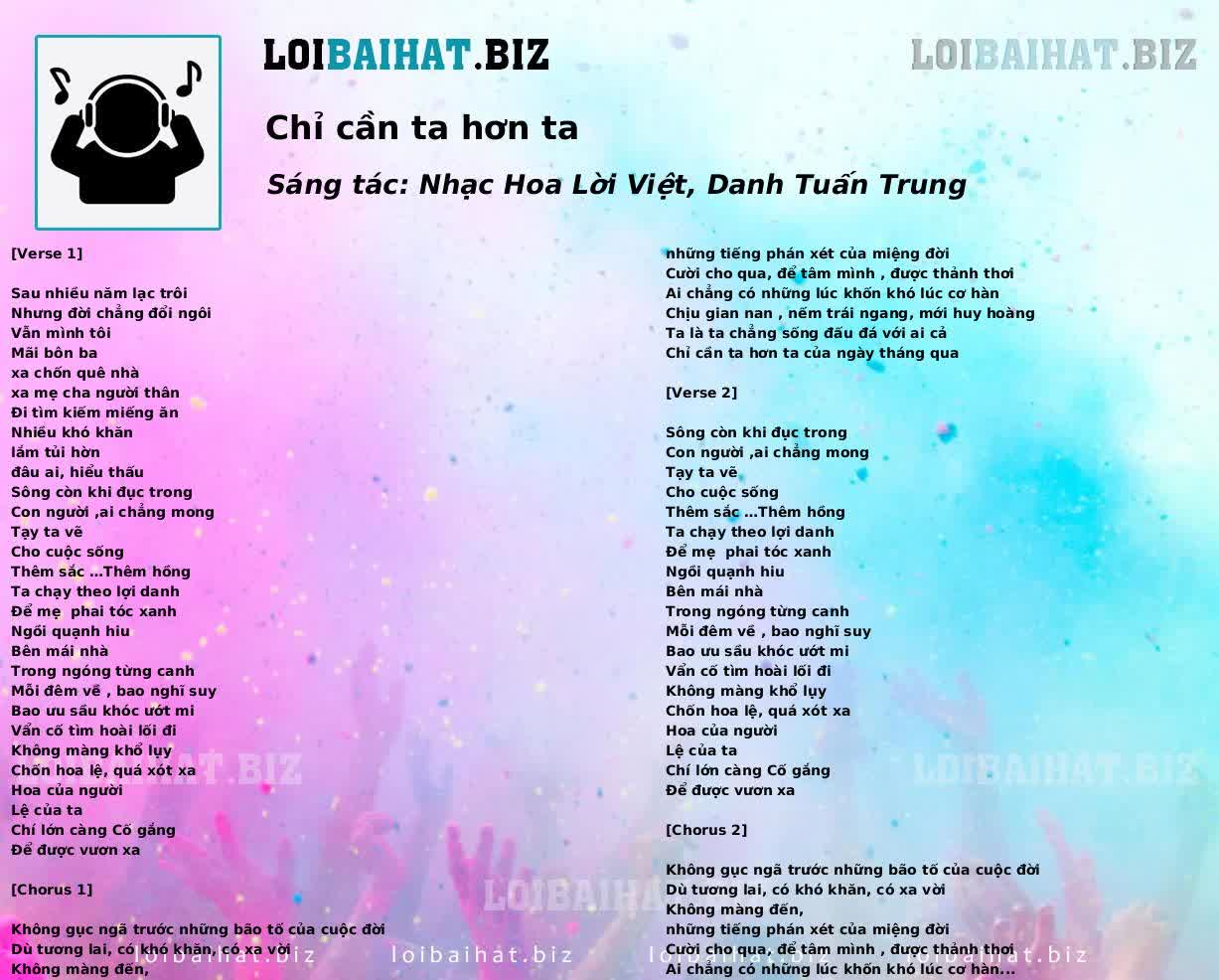 Chỉ cần ta hơn ta