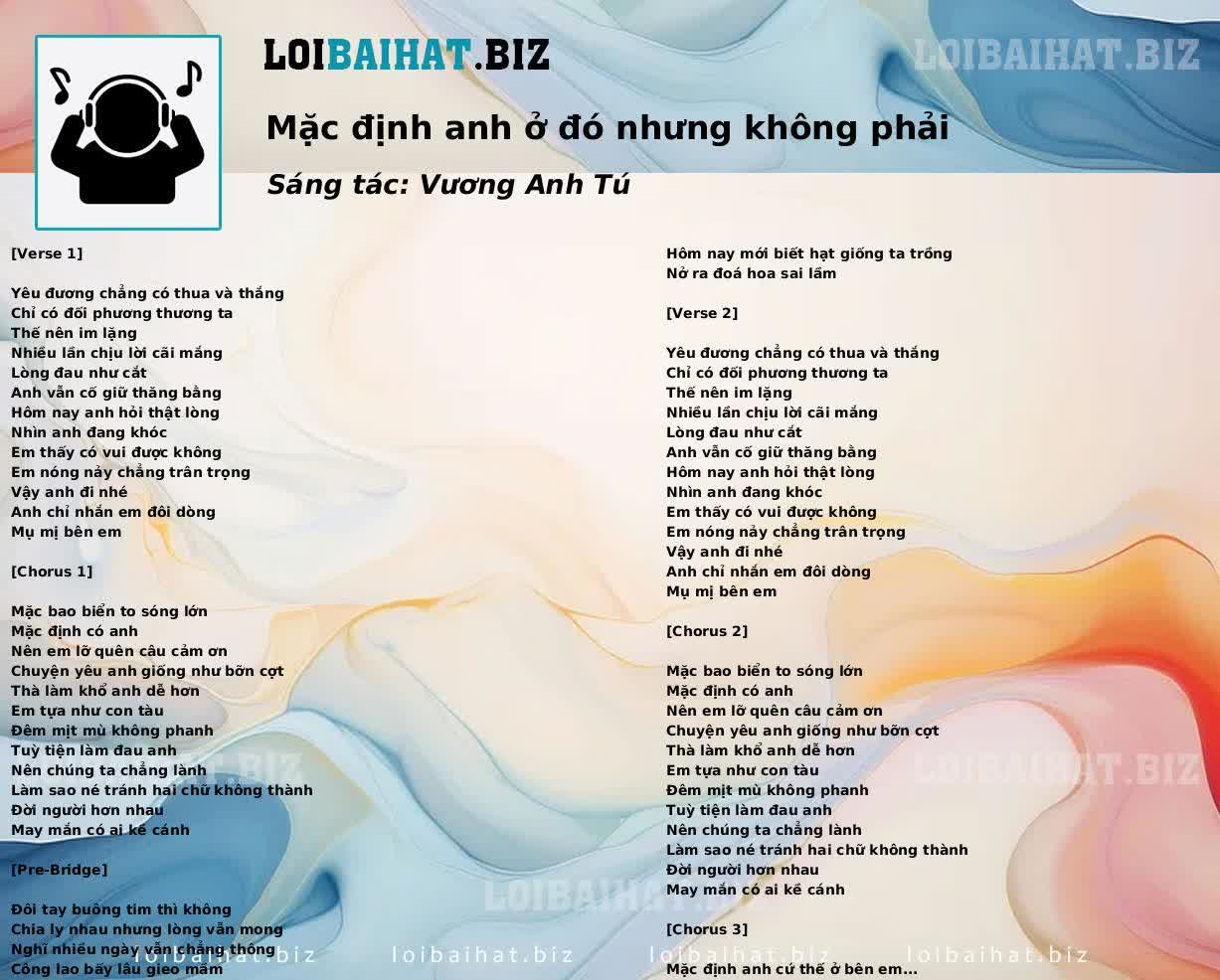 Mặc định anh ở đó nhưng không phải