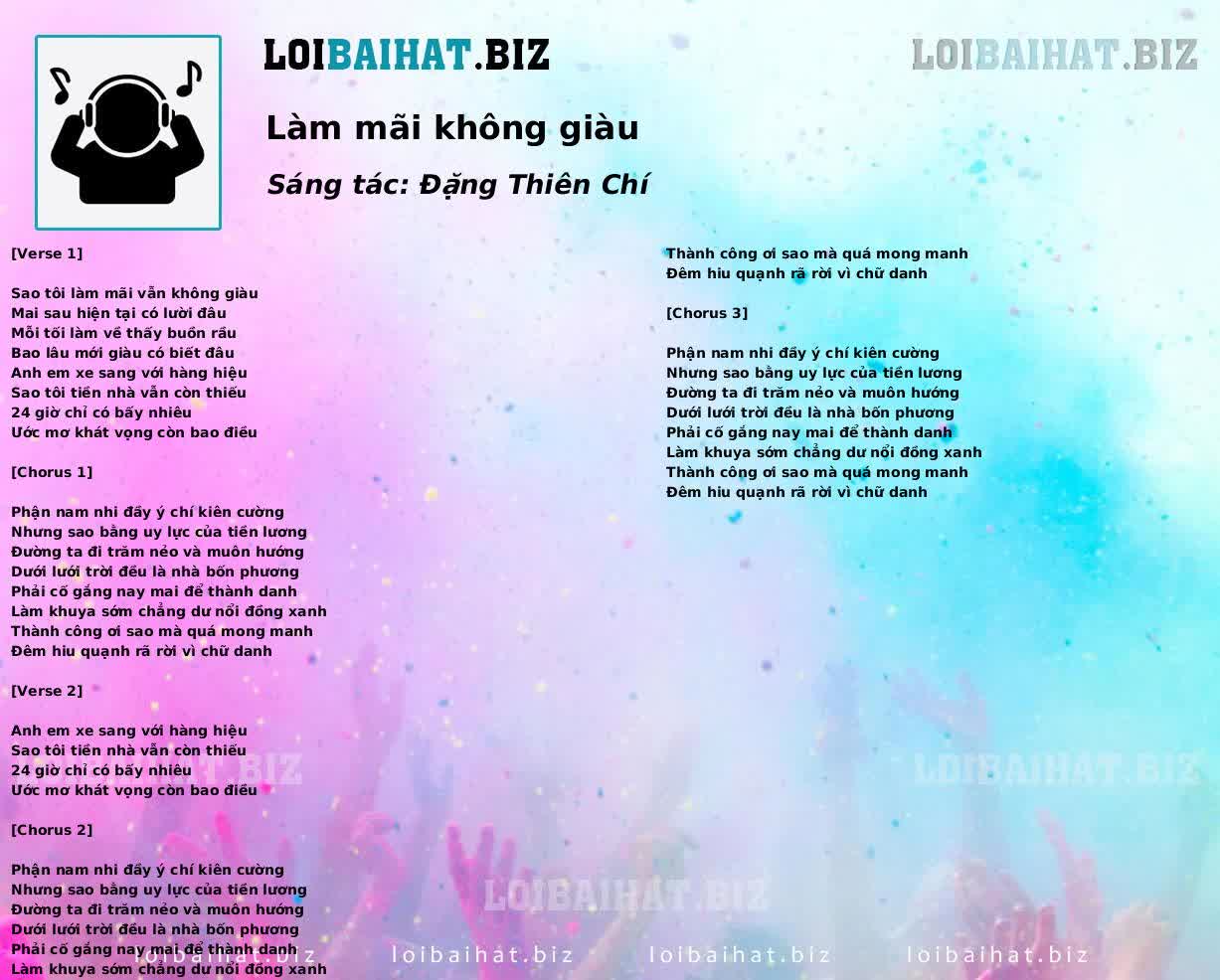 Làm mãi không giàu