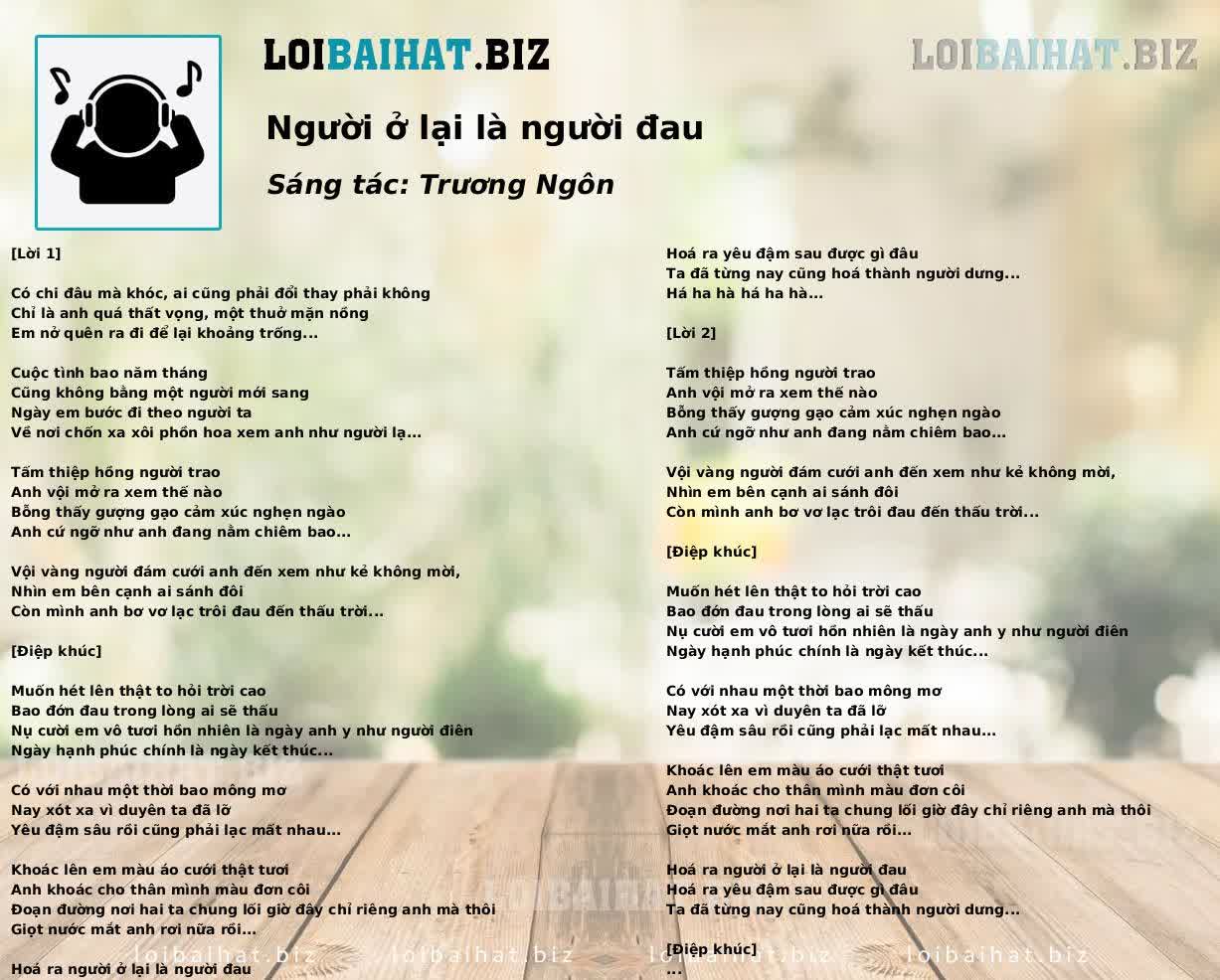 Người ở lại là người đau