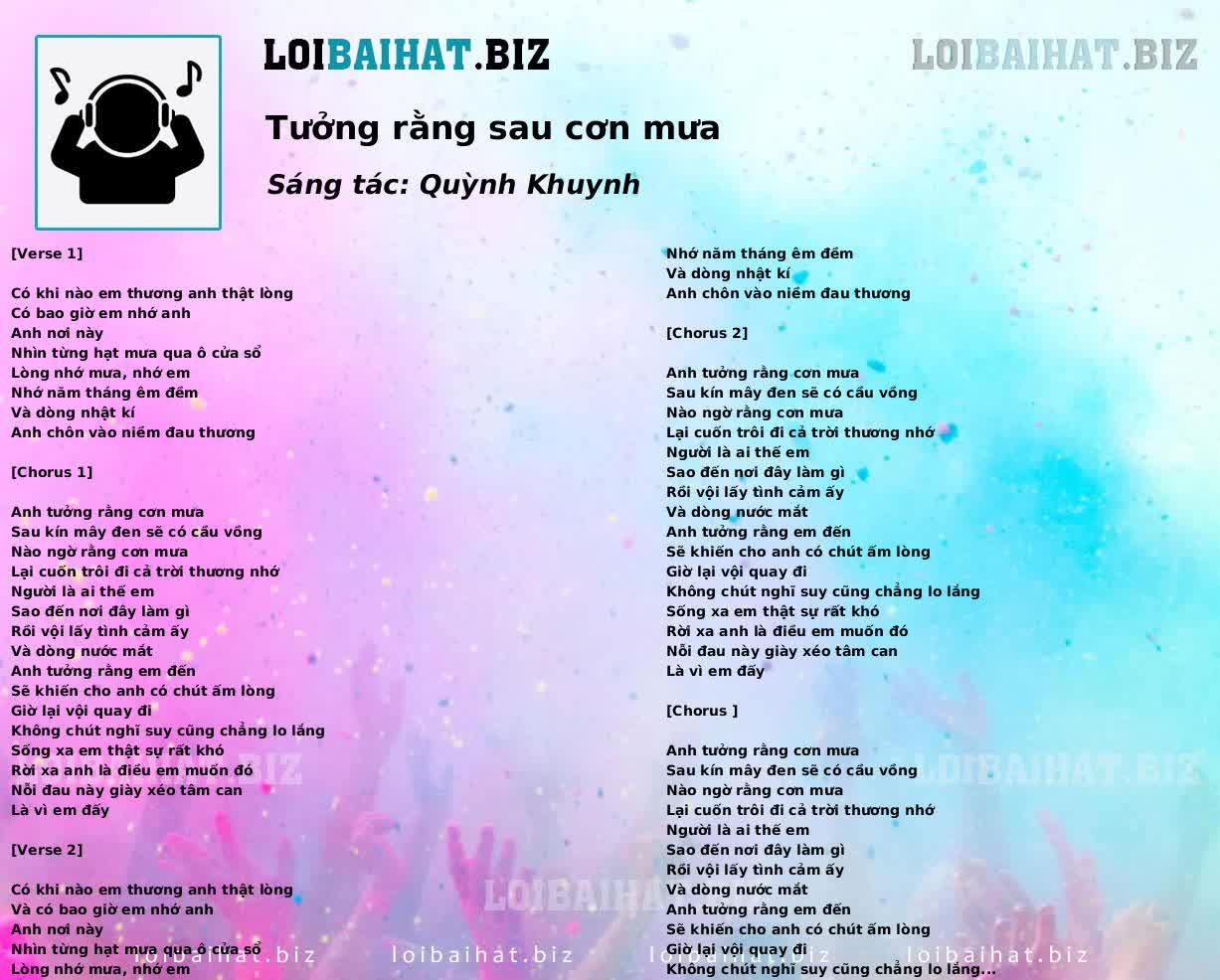 Tưởng rằng sau cơn mưa