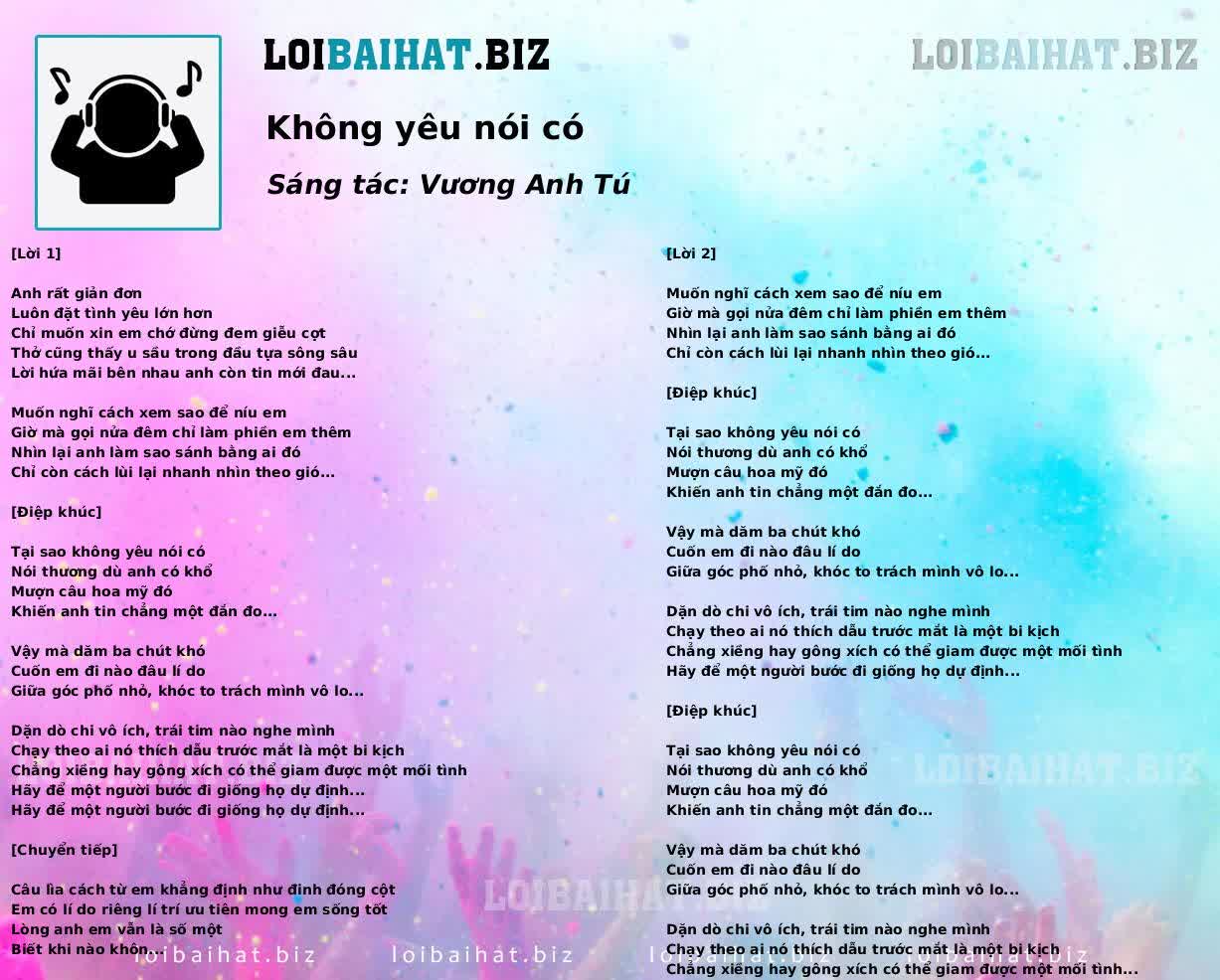 Không yêu nói có