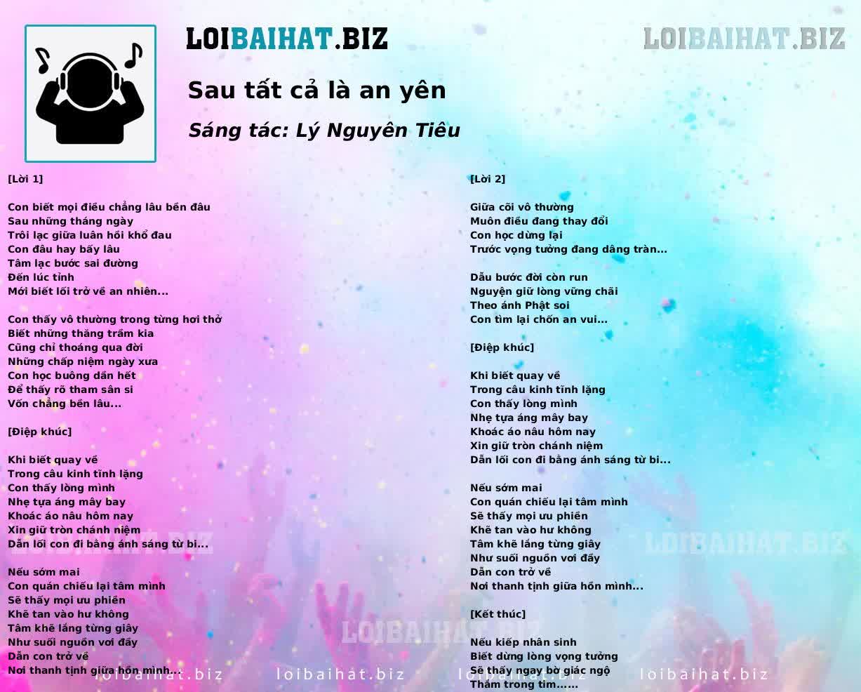 Sau tất cả là an yên