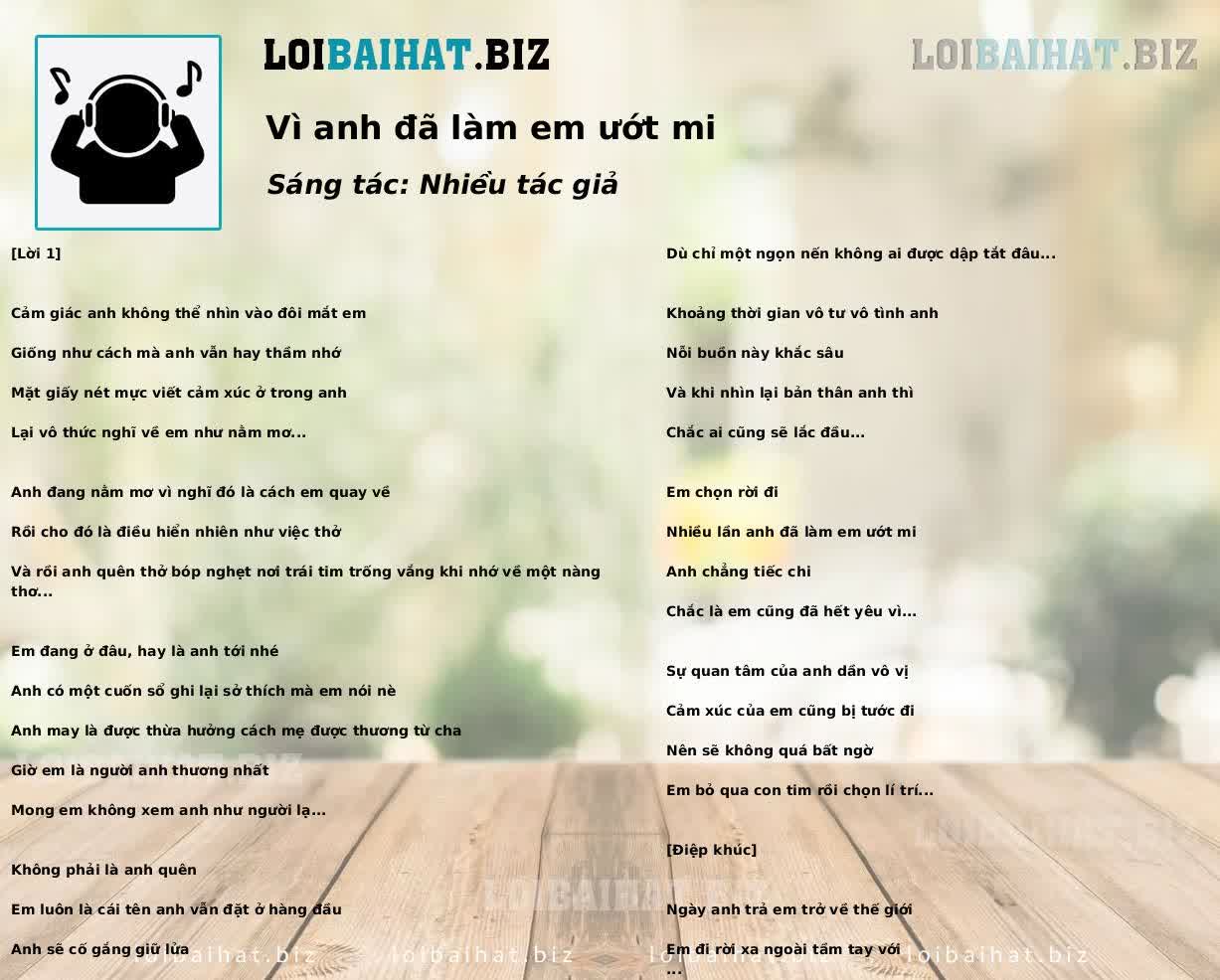 Vì anh đã làm em ướt mi