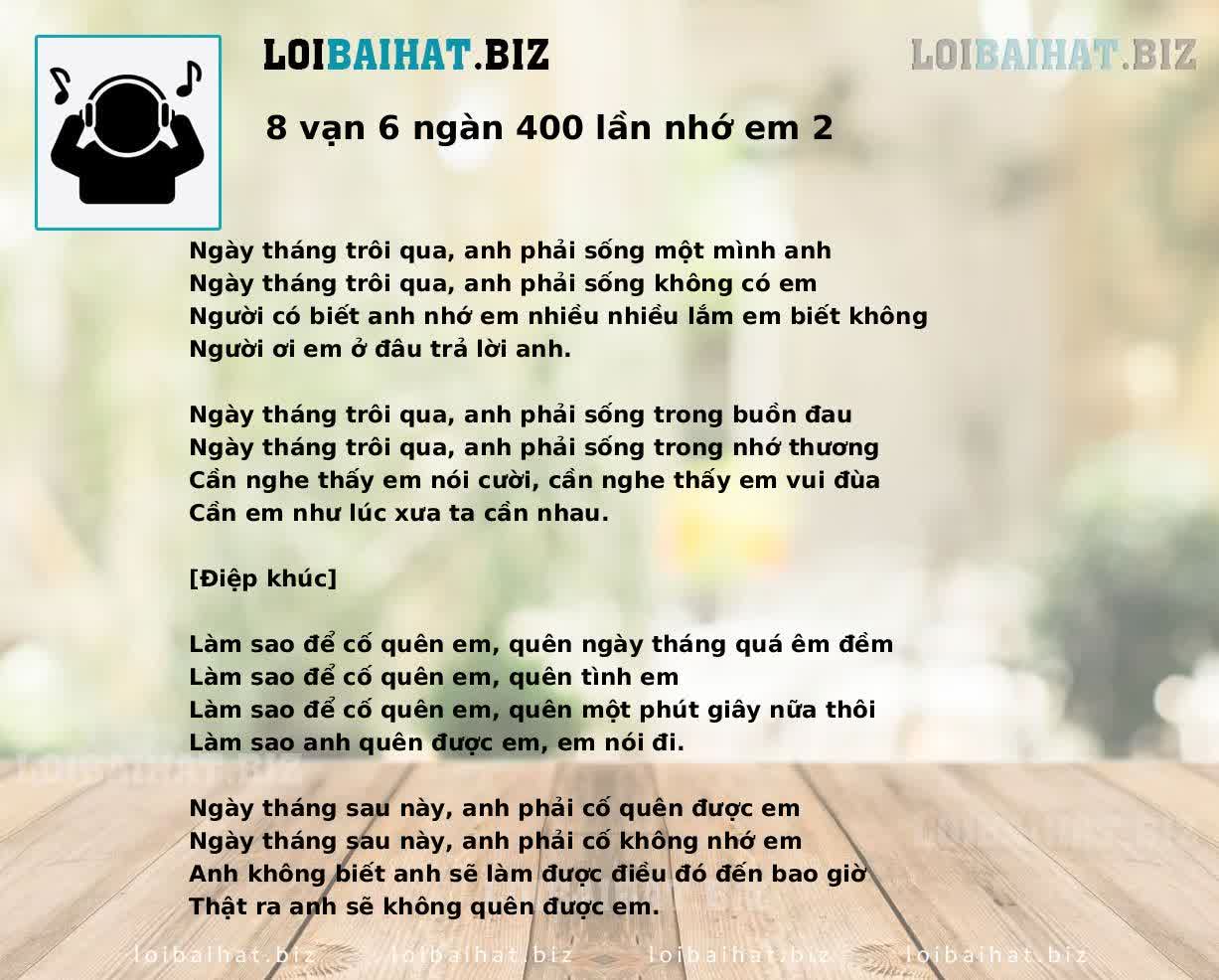 8 vạn 6 ngàn 400 lần nhớ em 2