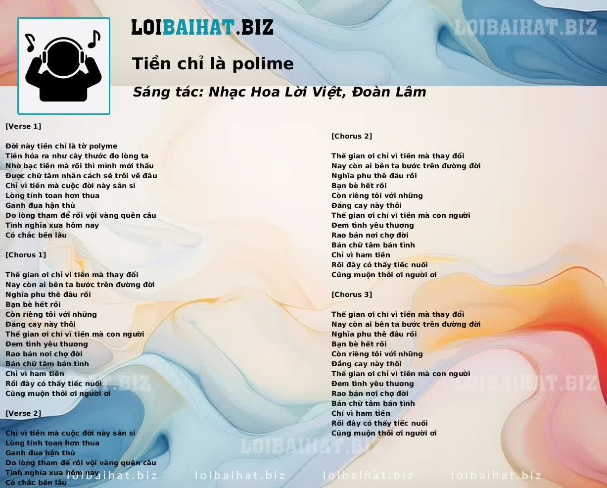 Tiền chỉ là polime
