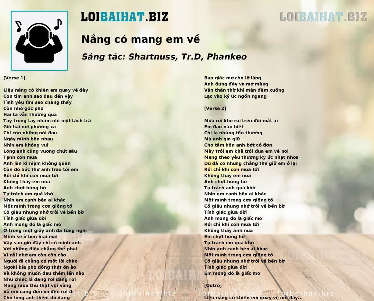 Nắng có mang em về