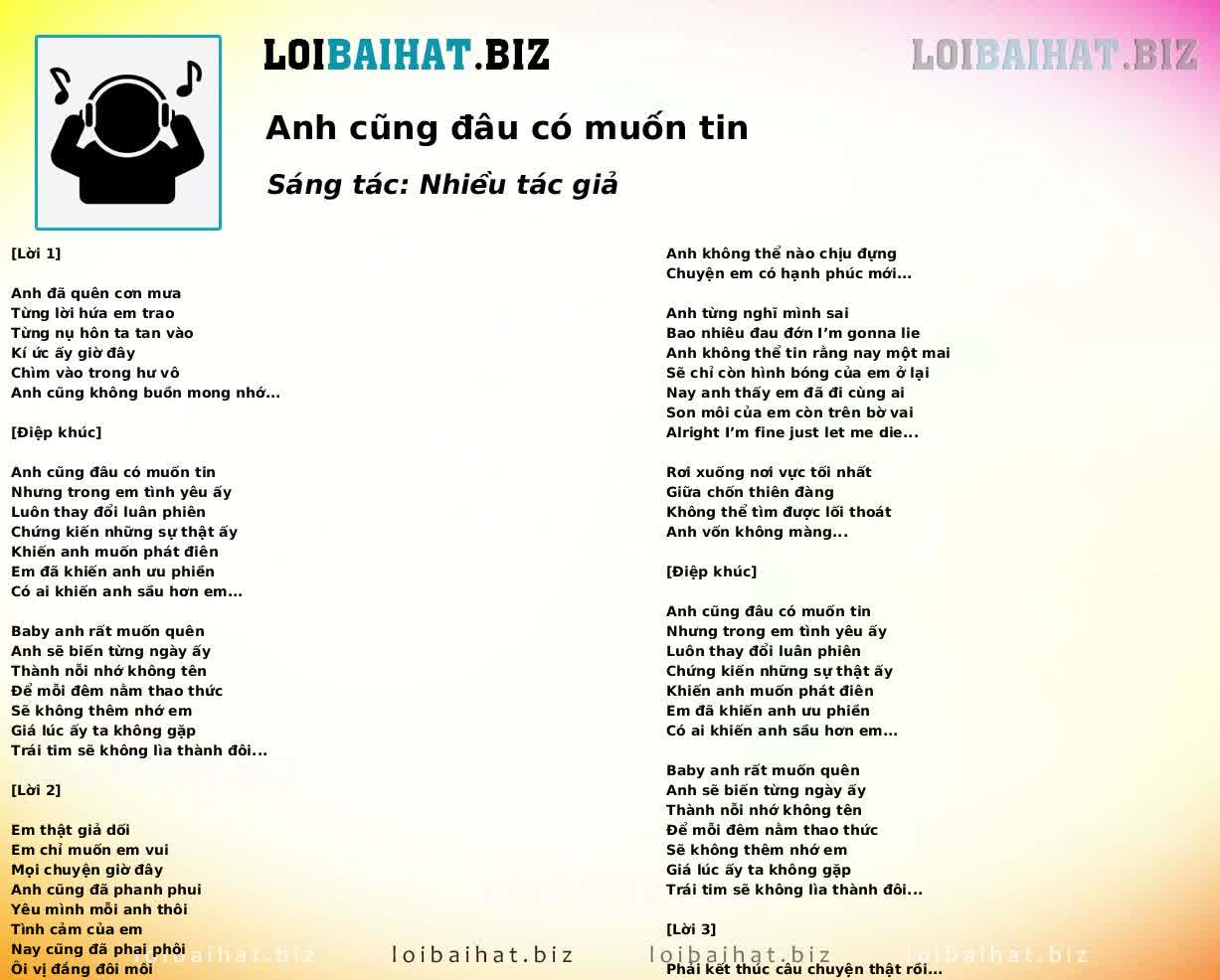 Anh cũng đâu có muốn tin