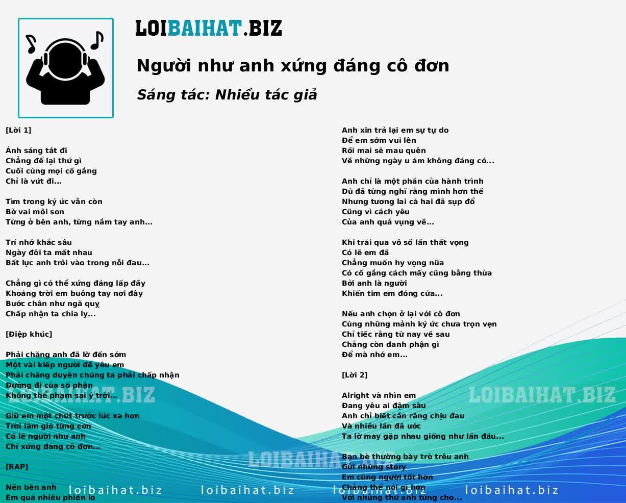 Người như anh xứng đáng cô đơn