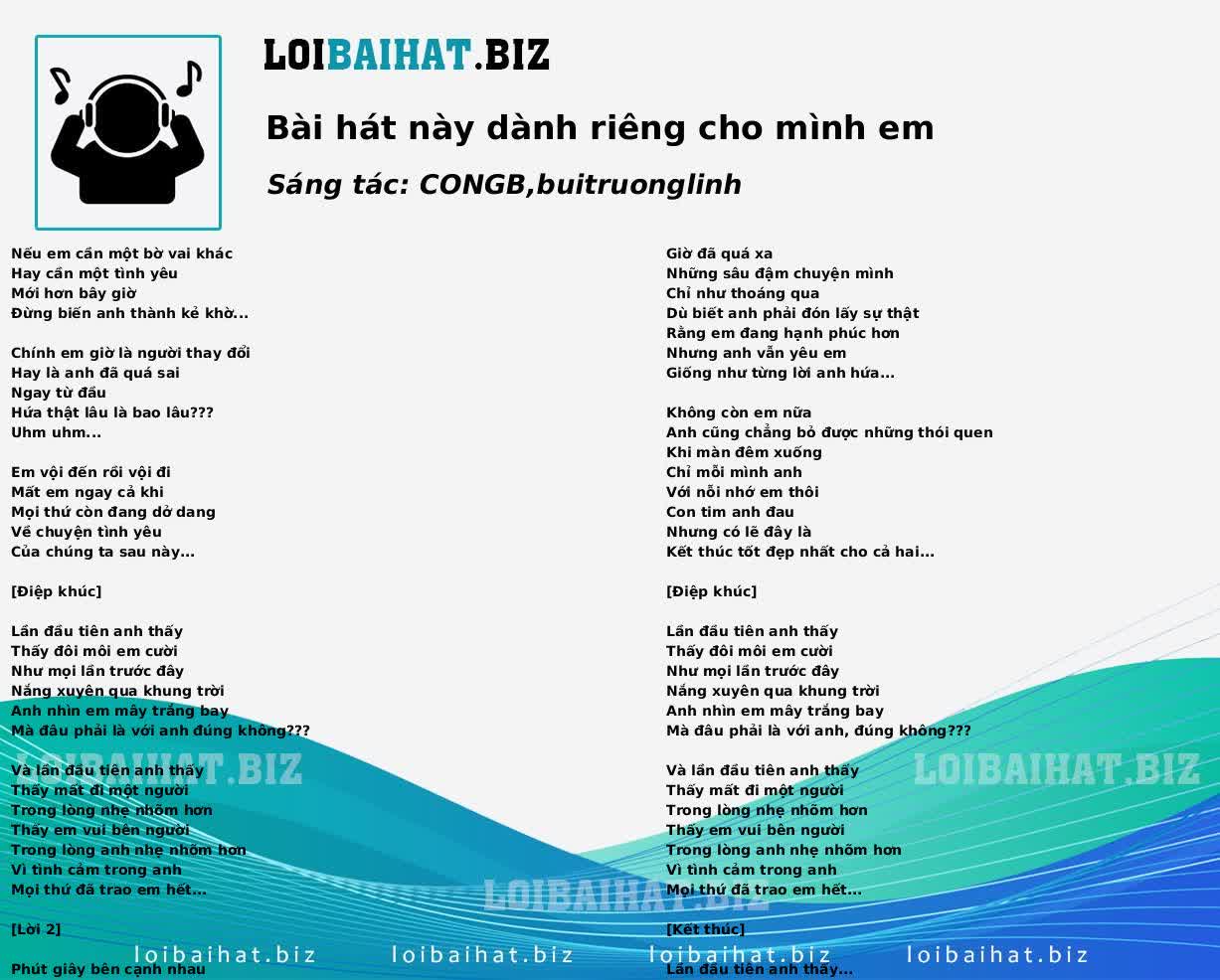 Bài hát này dành riêng cho mình em