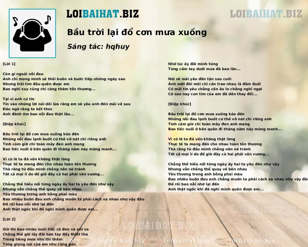 Bầu trời lại đổ cơn mưa xuống