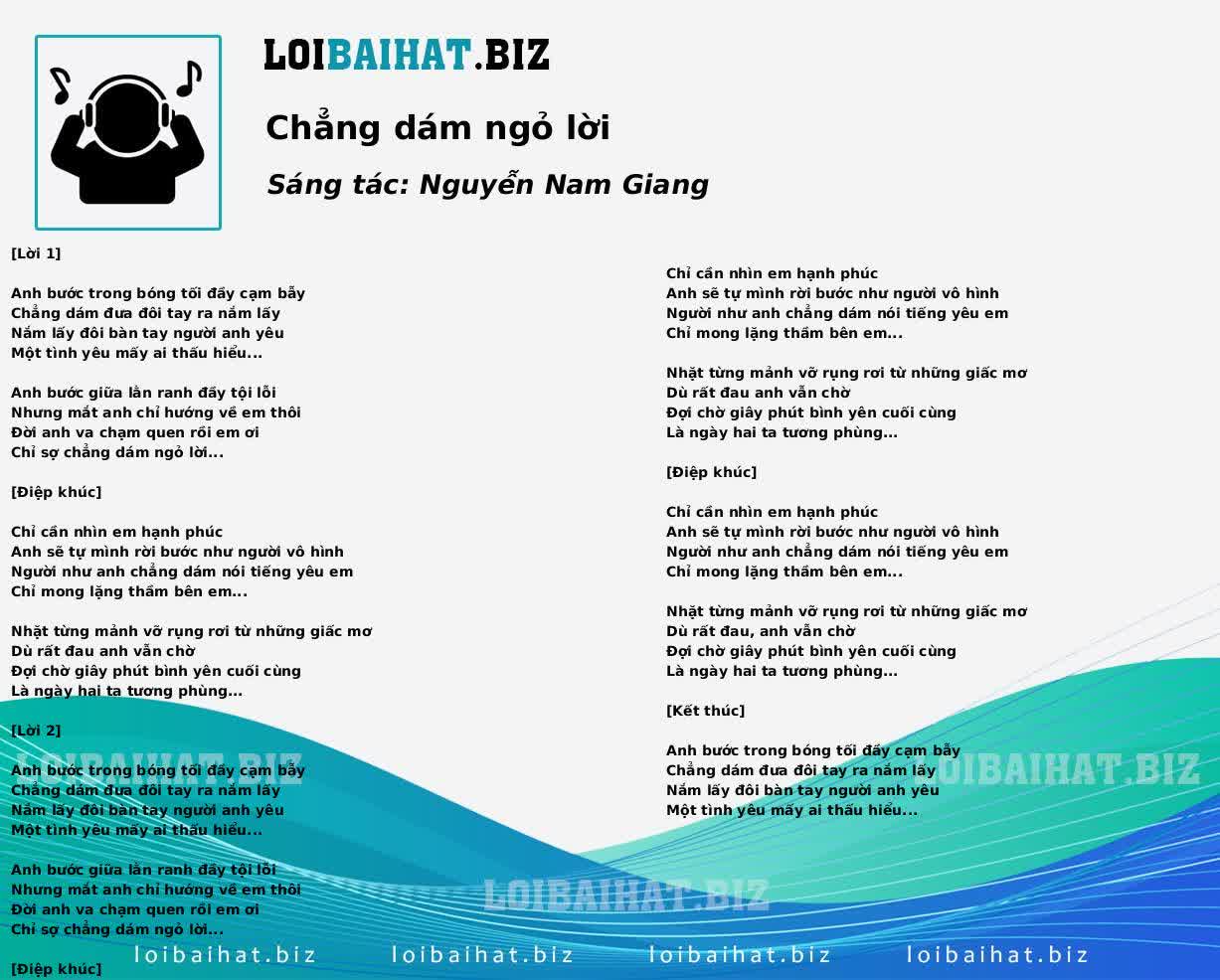 Chẳng dám ngỏ lời