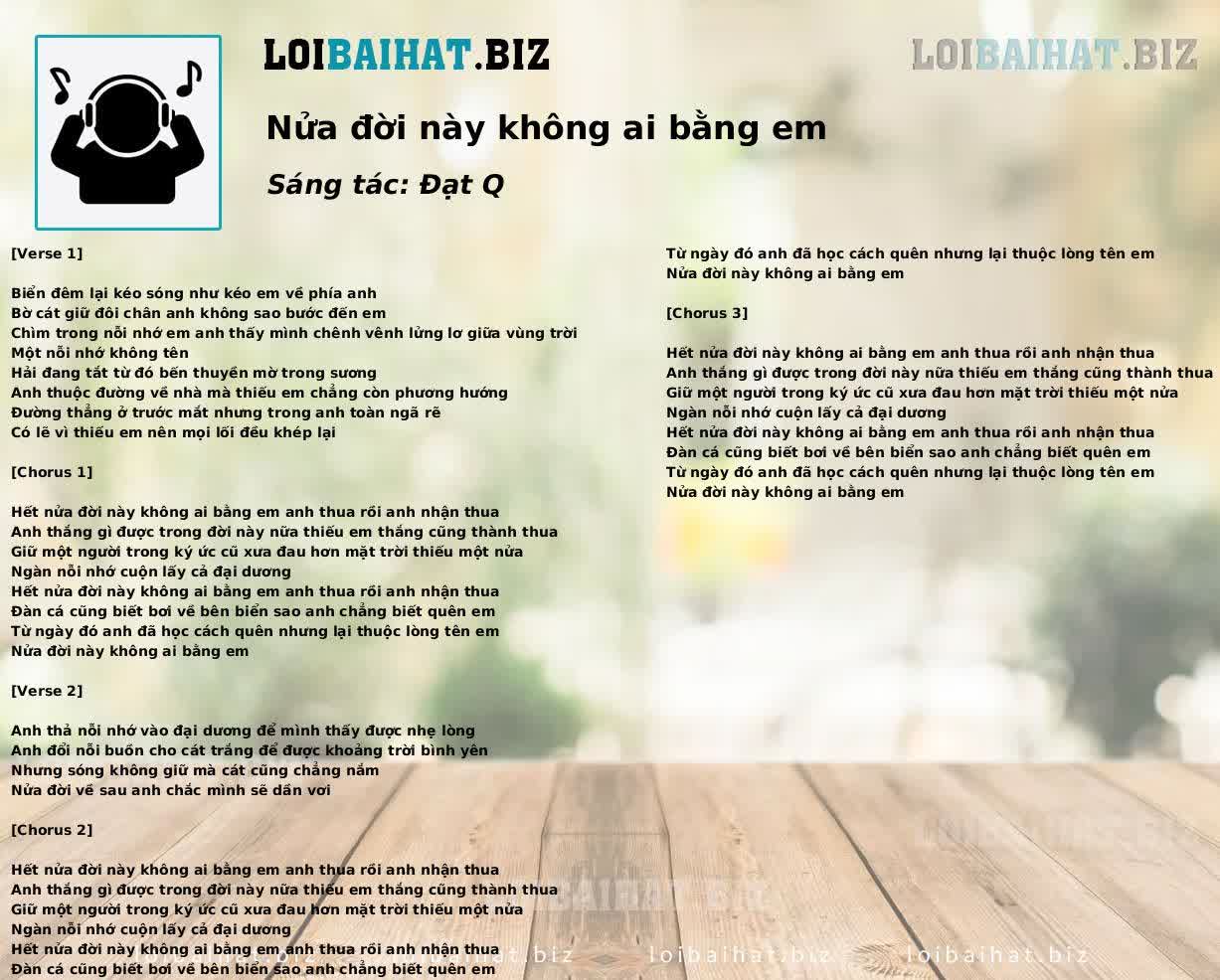 Nửa đời này không ai bằng em