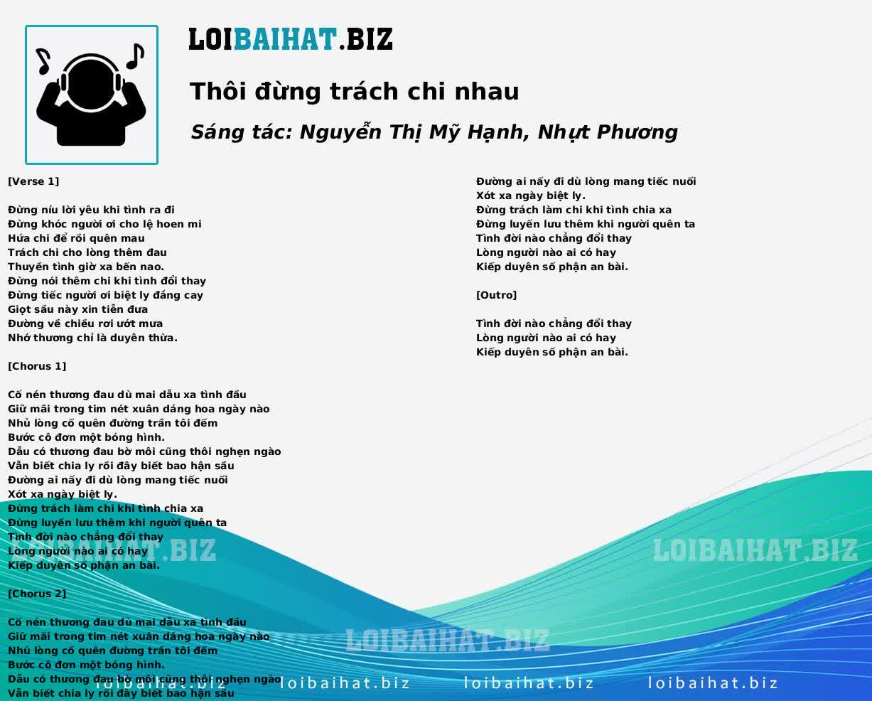 Thôi đừng trách chi nhau