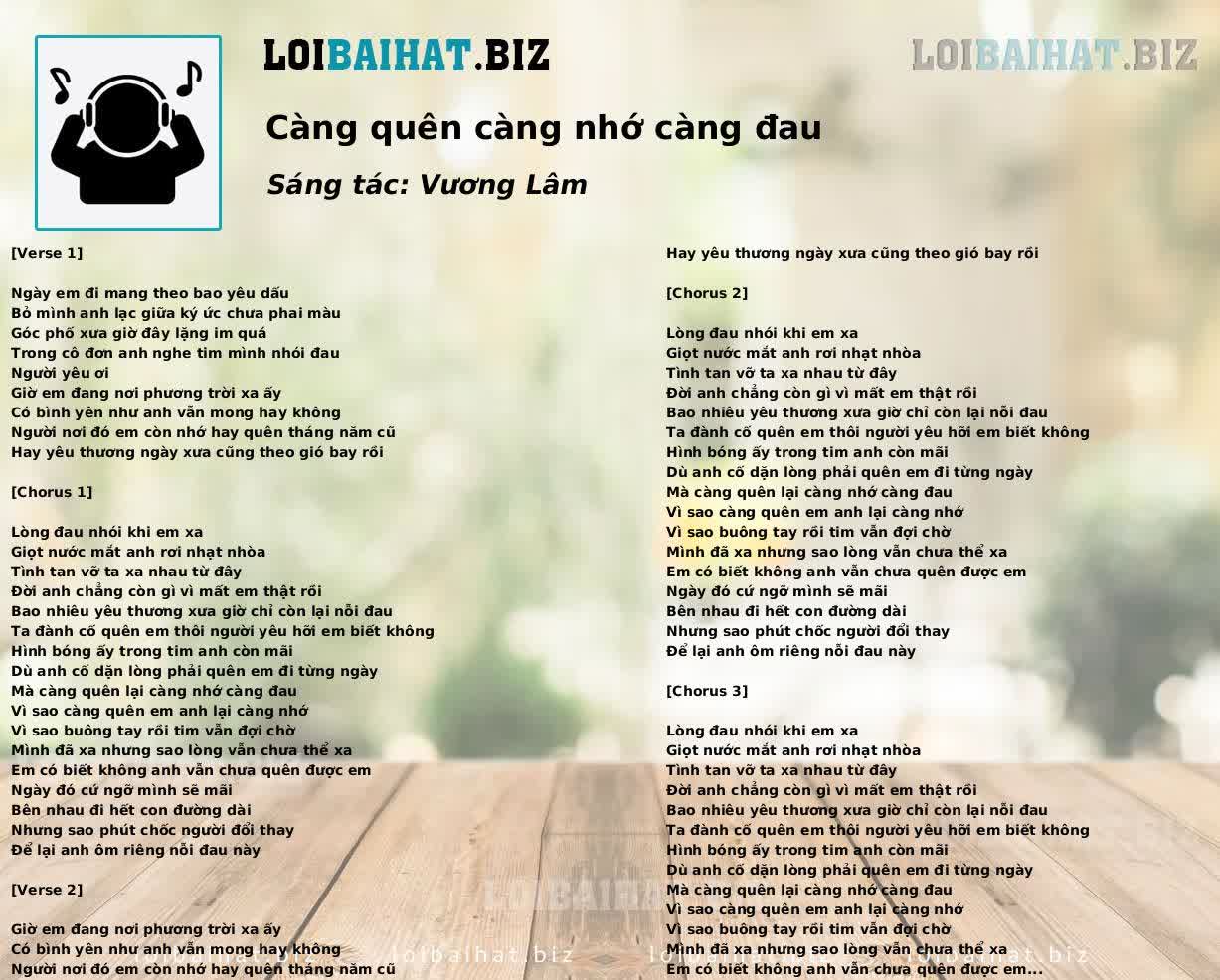 Càng quên càng nhớ càng đau