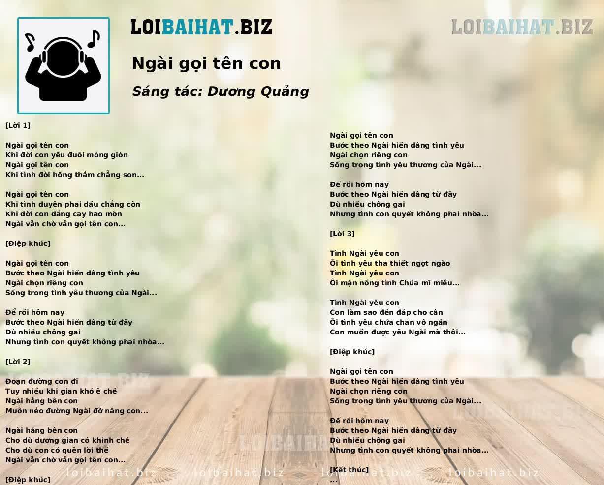 Ngài gọi tên con