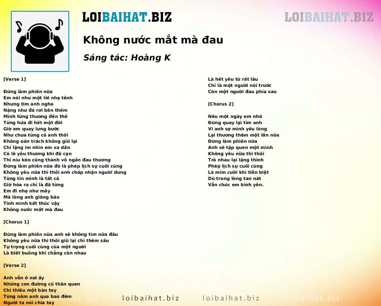 Không nước mắt mà đau