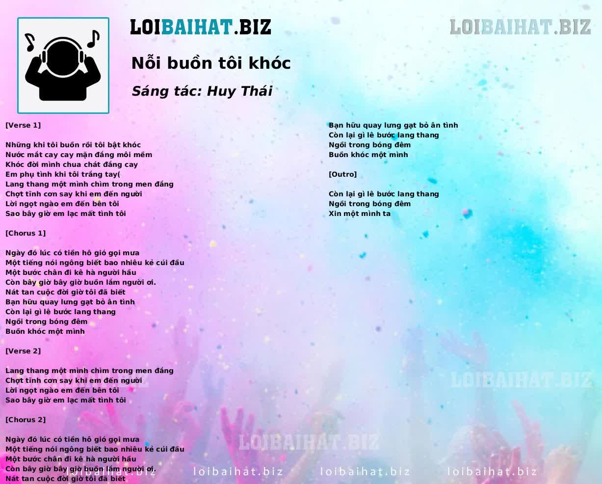 Nỗi buồn tôi khóc