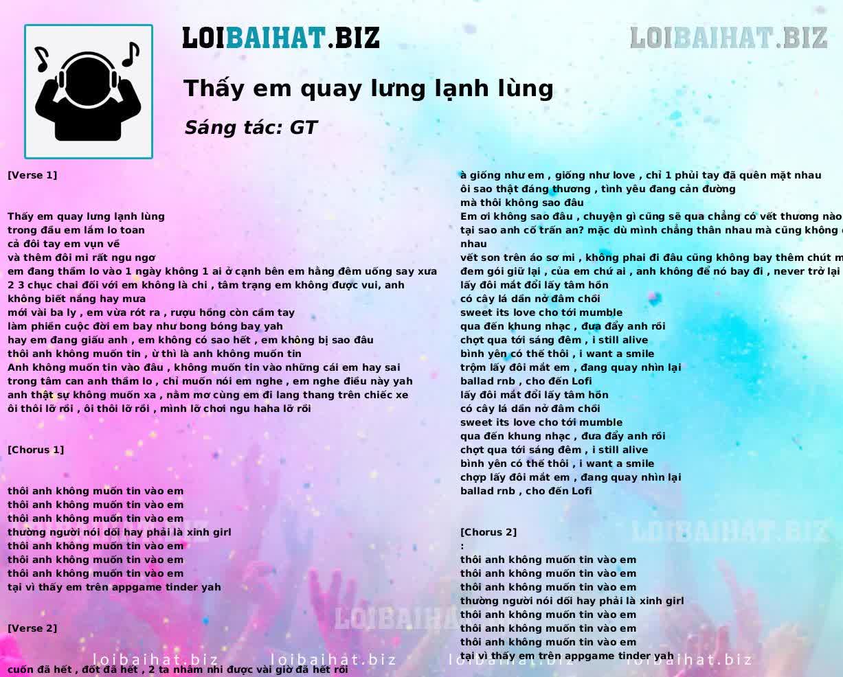 Thấy em quay lưng lạnh lùng