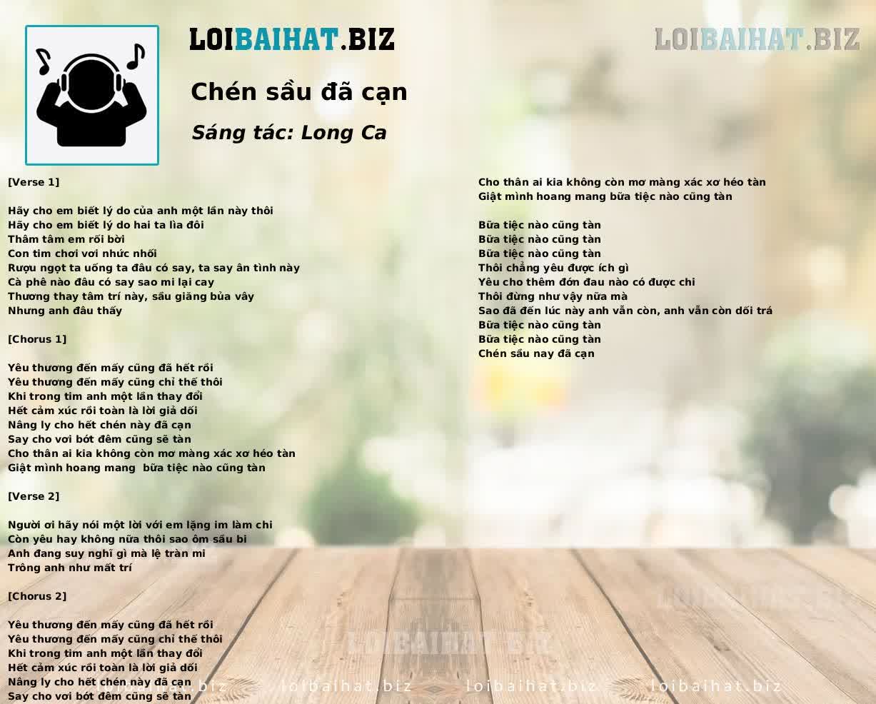 Chén sầu đã cạn