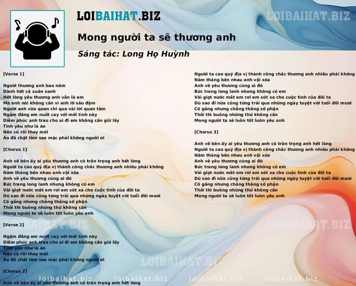 Mong người ta sẽ thương anh