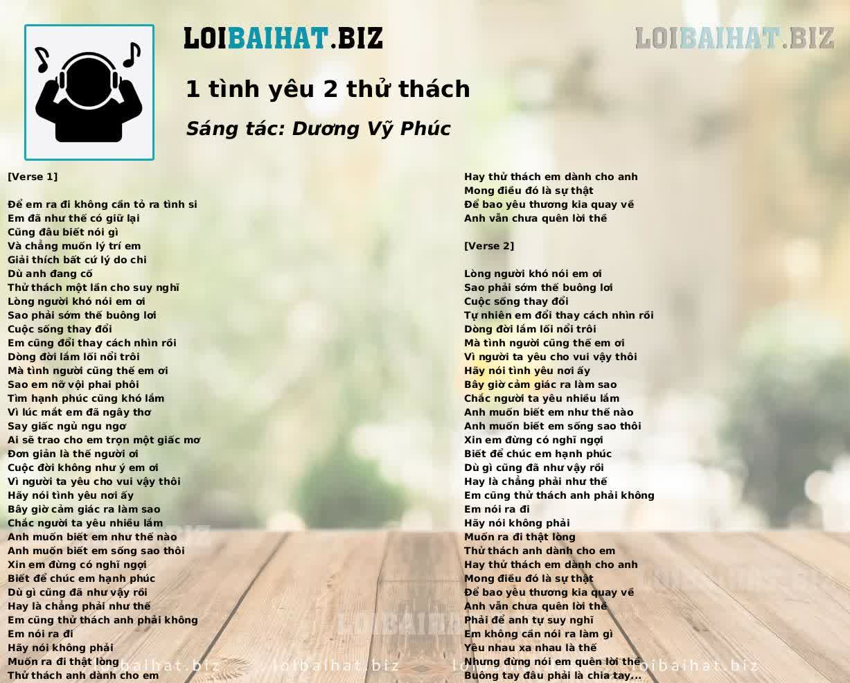 1 tình yêu 2 thử thách