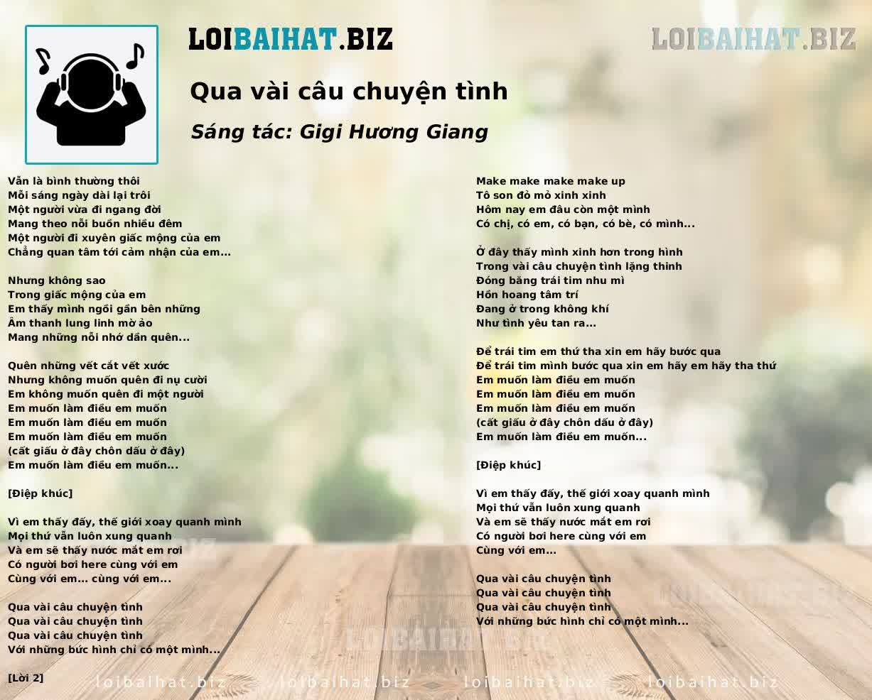 Qua vài câu chuyện tình
