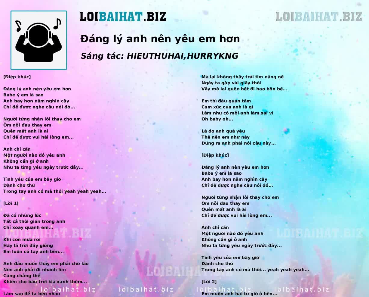 Đáng lý anh nên yêu em hơn