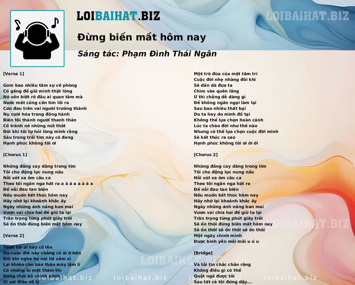Đừng biến mất hôm nay
