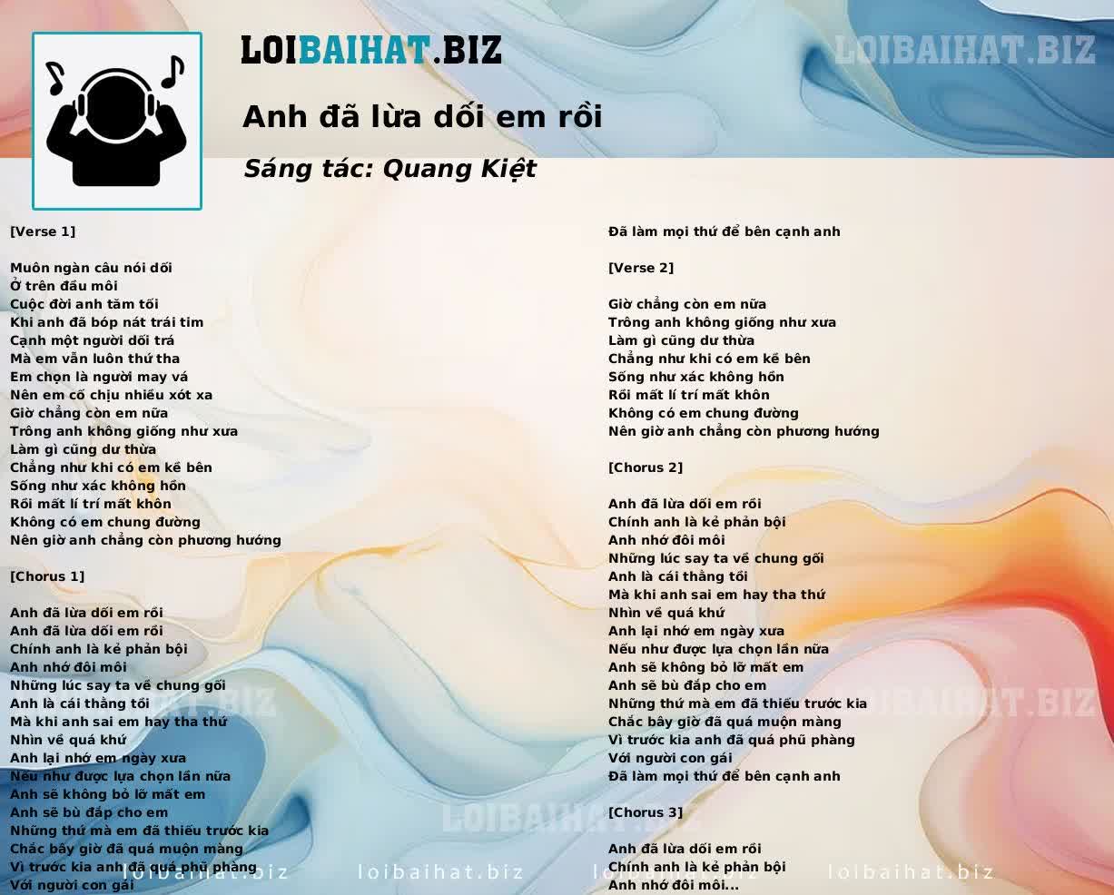 Anh đã lừa dối em rồi