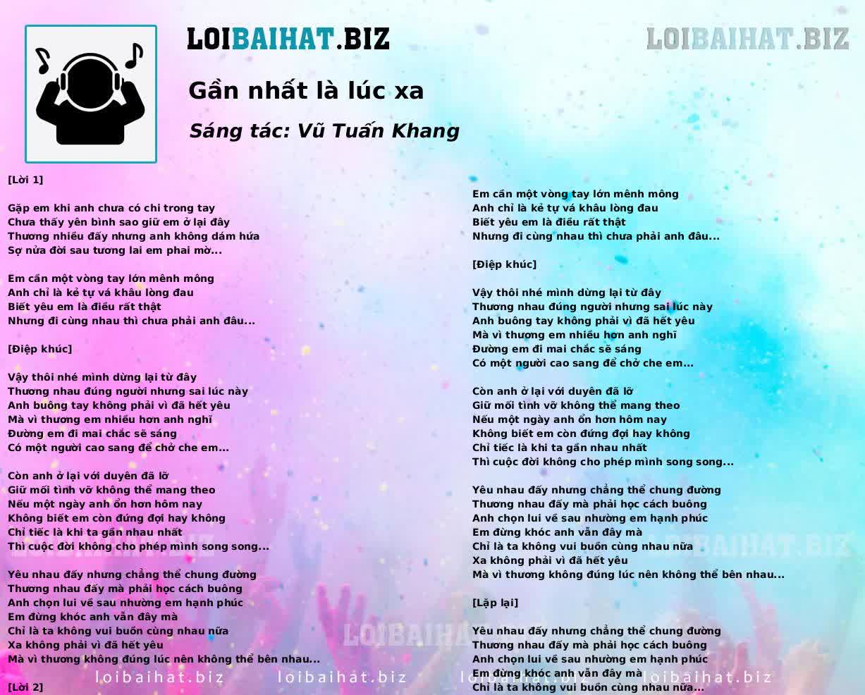 Gần nhất là lúc xa