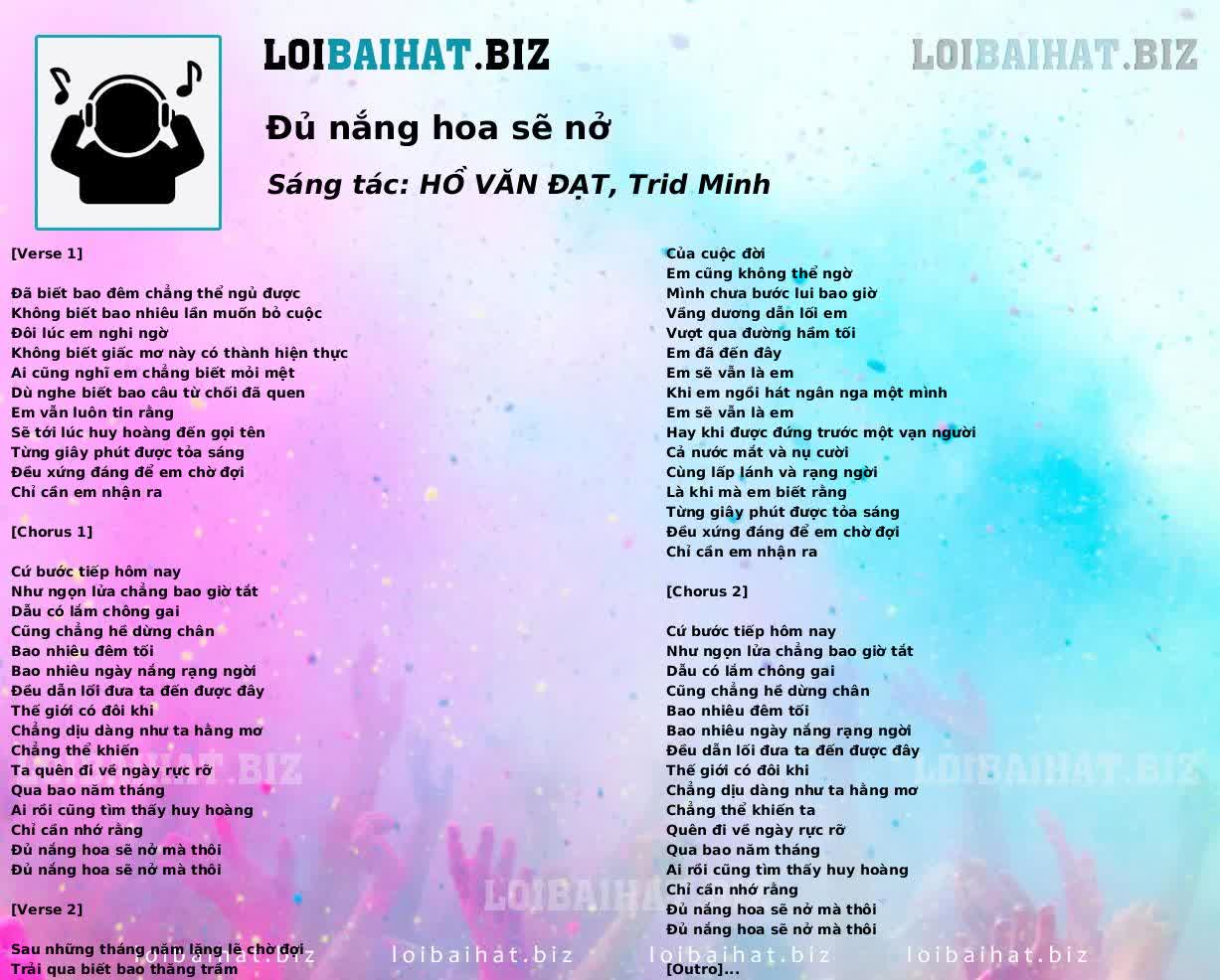 Đủ nắng hoa sẽ nở