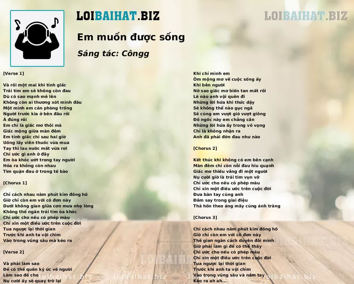 Em muốn được sống