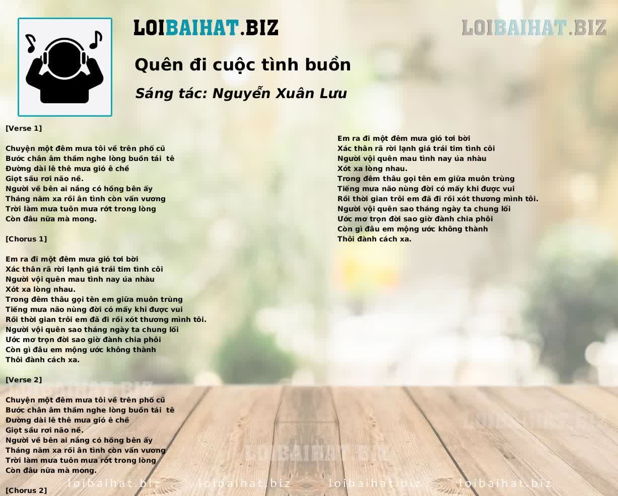 Quên đi cuộc tình buồn