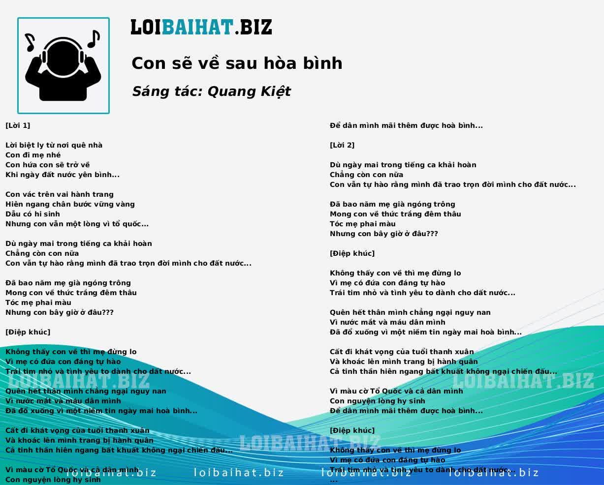 Con sẽ về sau hòa bình