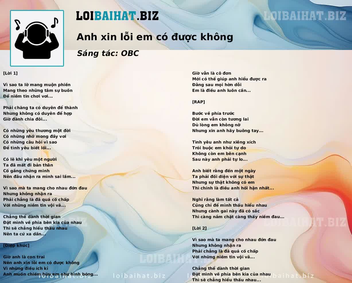 Anh xin lỗi em có được không