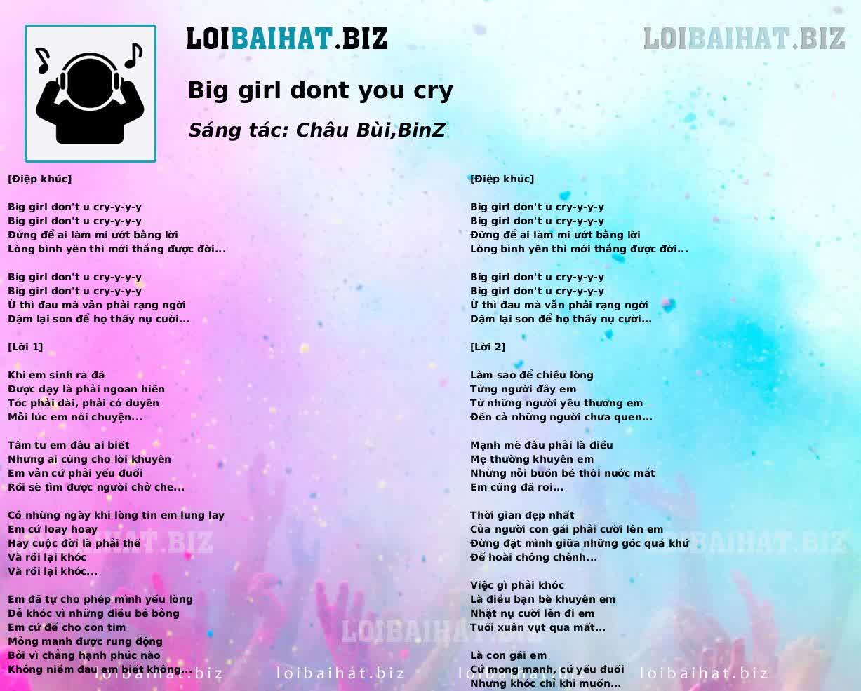Big girl dont you cry
