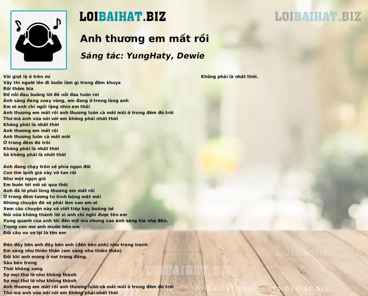 Anh thương em mất rồi