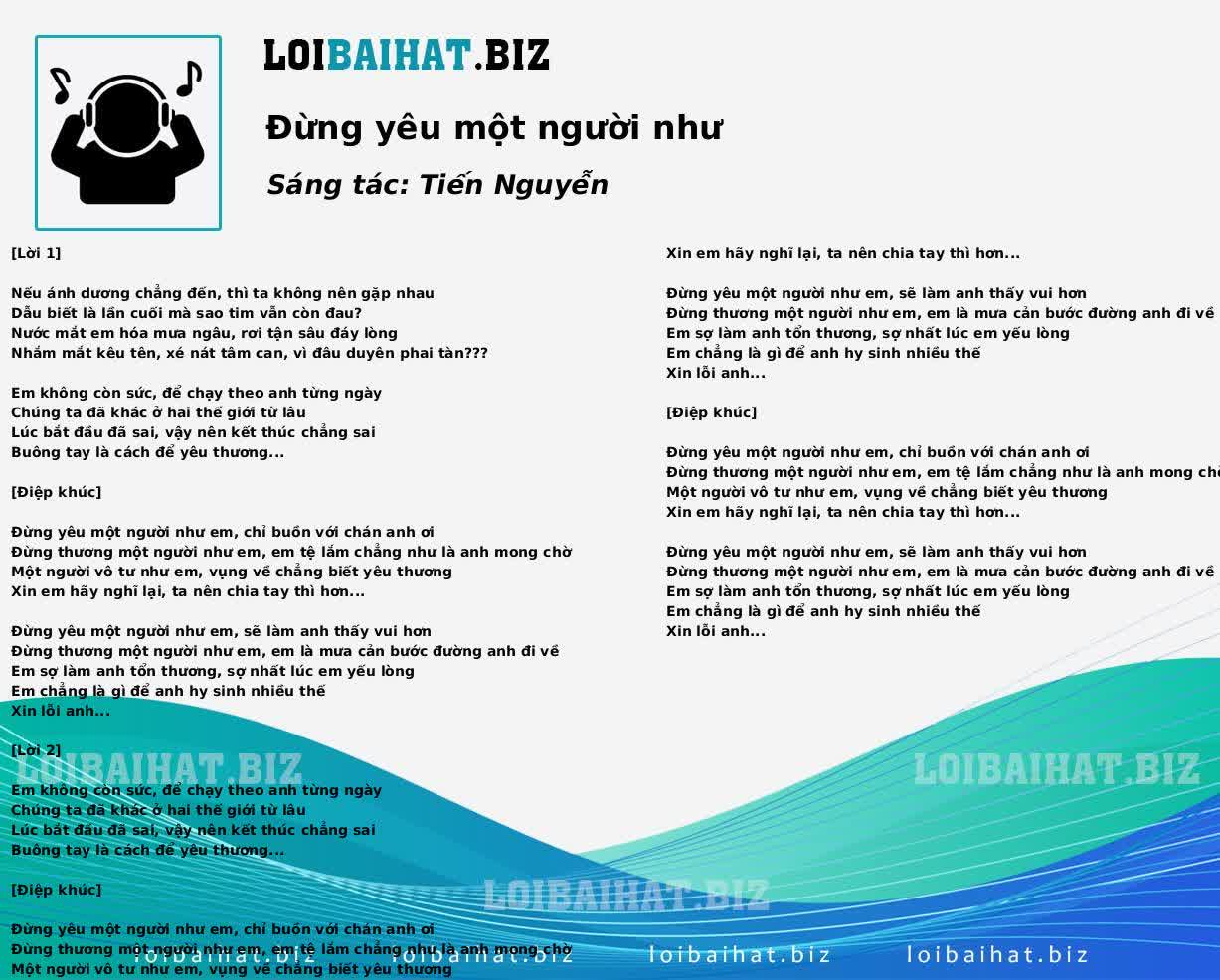 Đừng yêu một người như