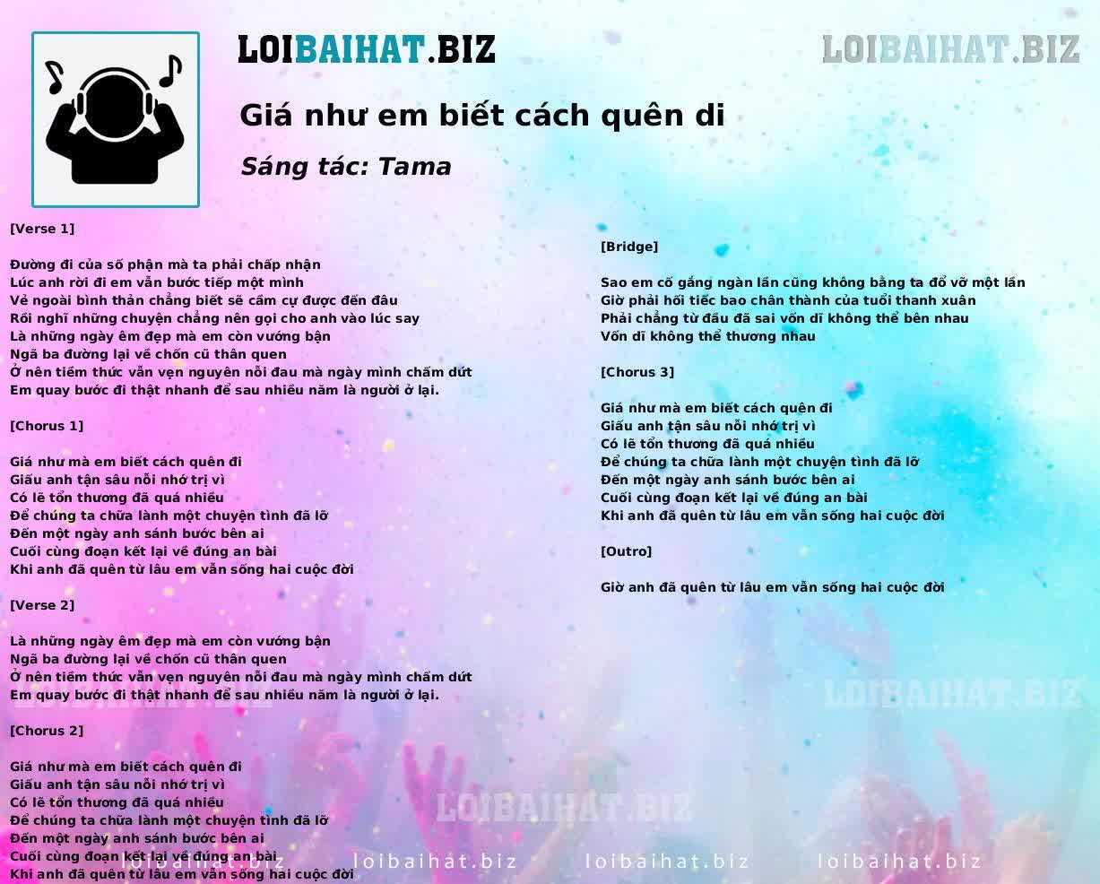 Giá như em biết cách quên di