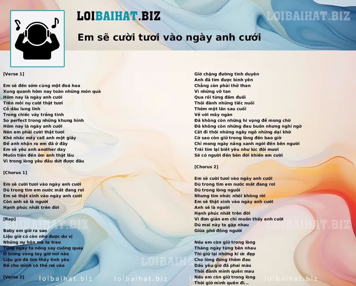 Em sẽ cười tươi vào ngày anh cưới