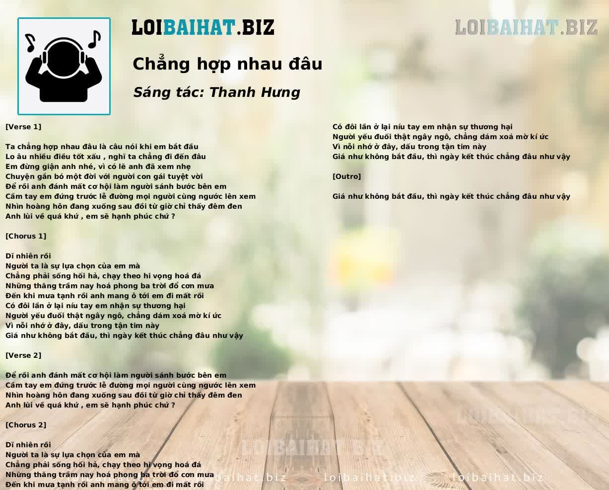 Chẳng hợp nhau đâu