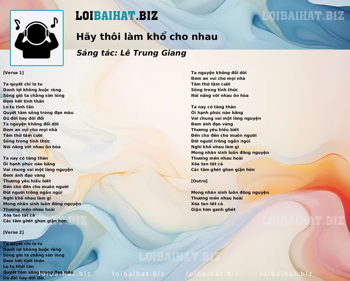 Hãy thôi làm khổ cho nhau