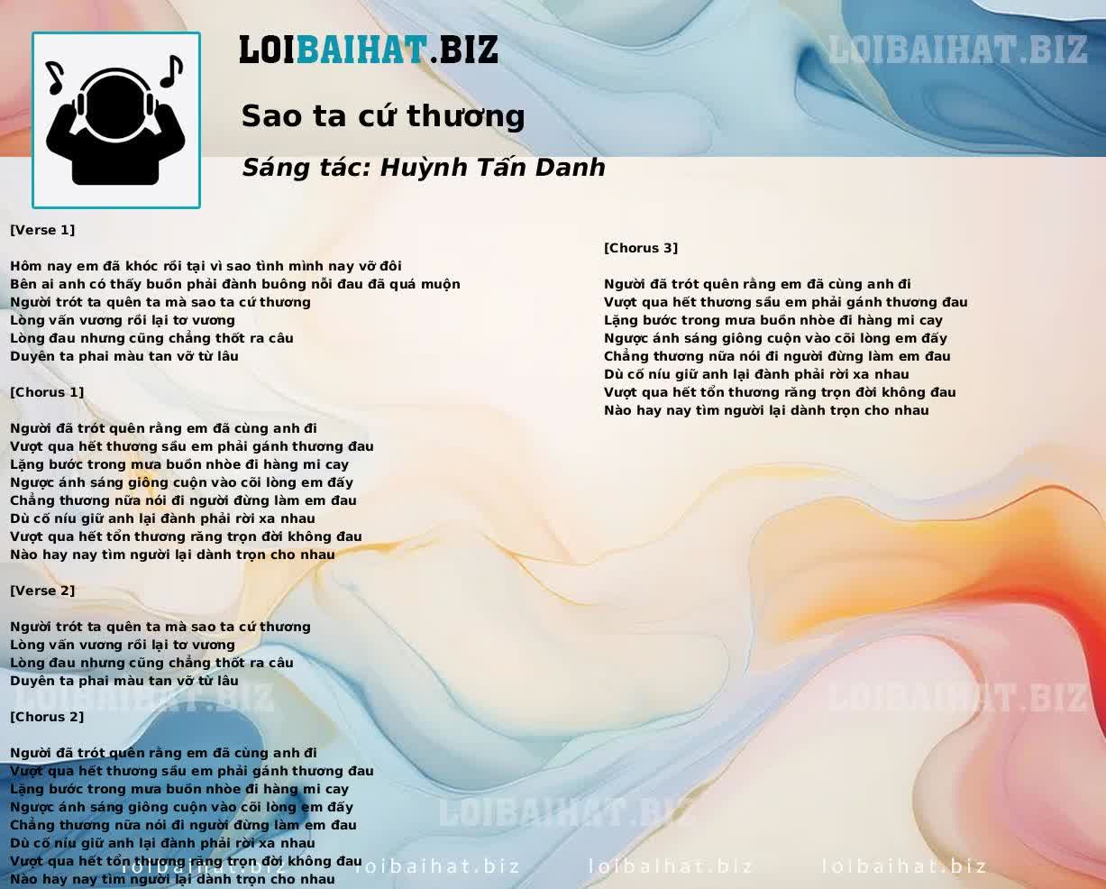 Sao ta cứ thương