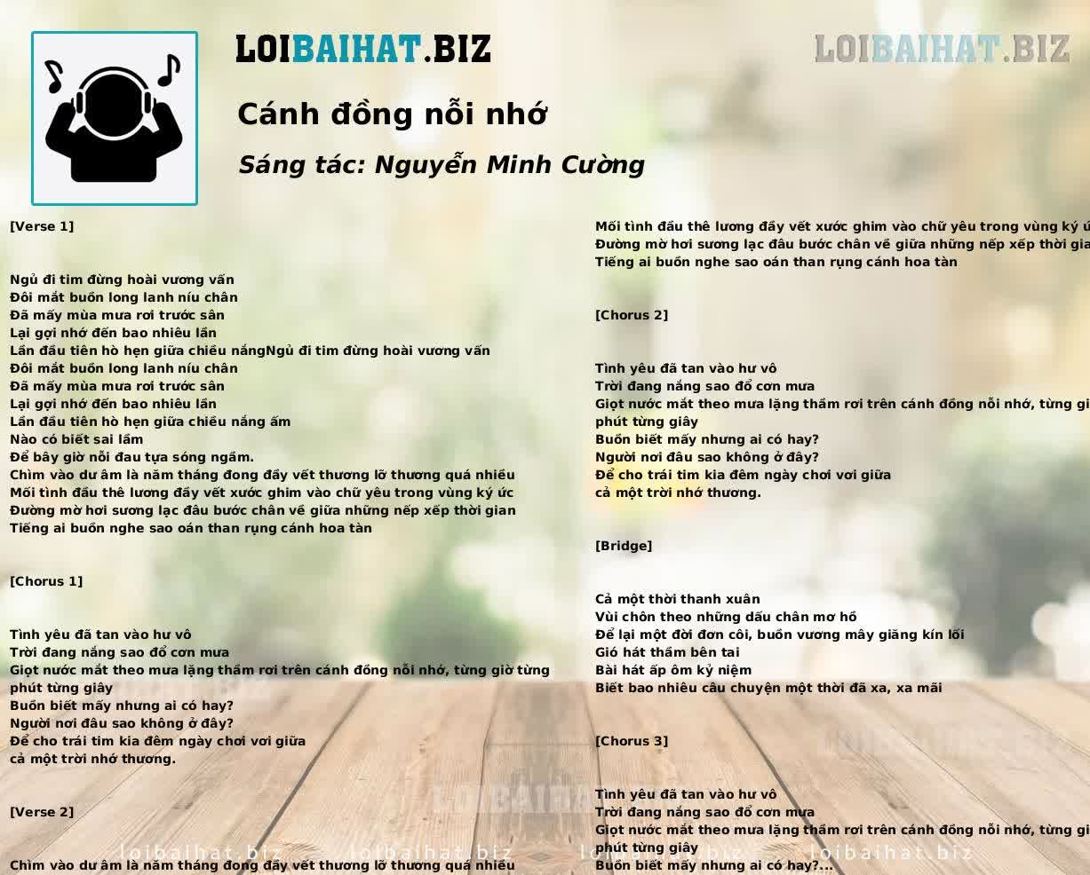 Cánh đồng nỗi nhớ