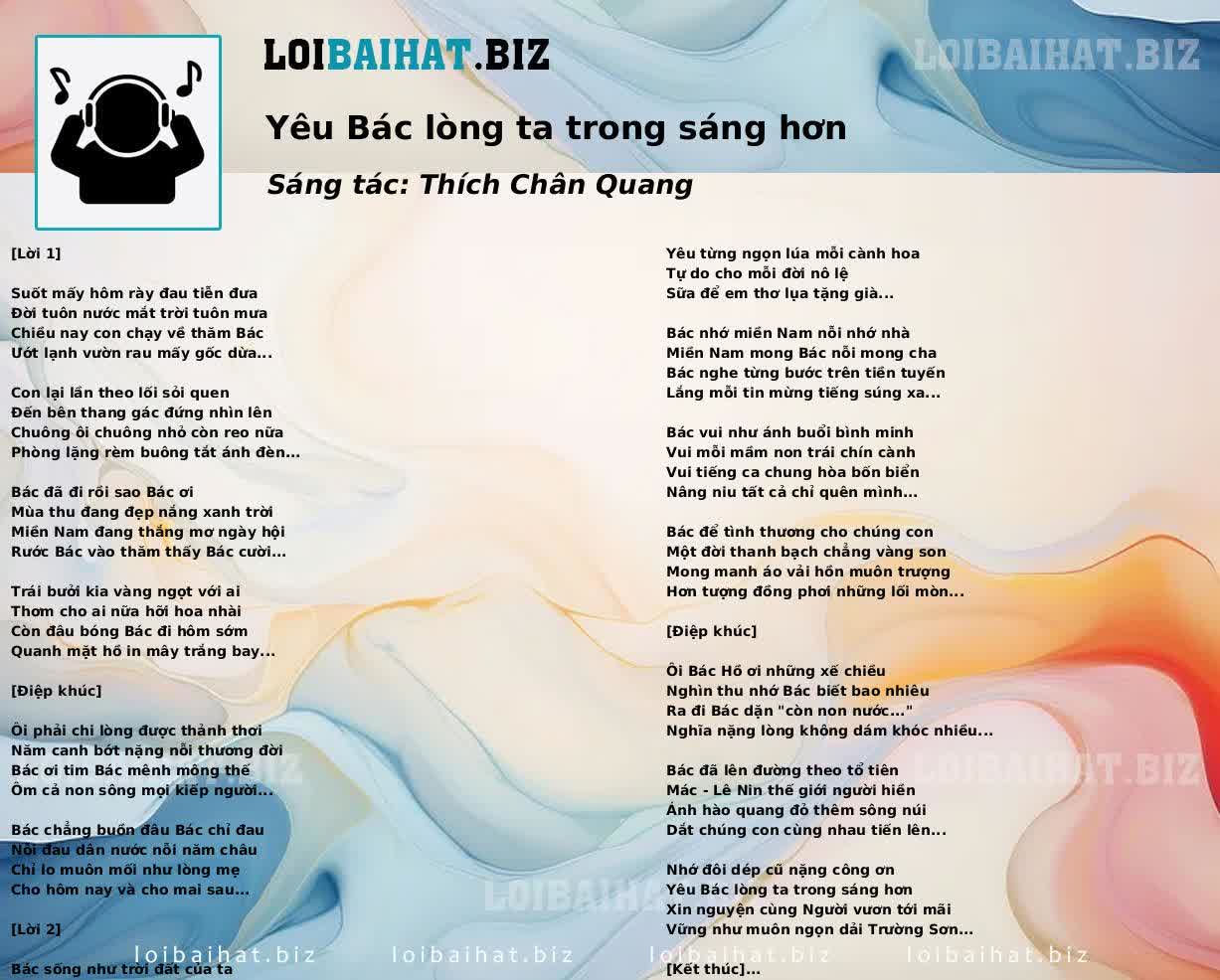 Yêu Bác lòng ta trong sáng hơn