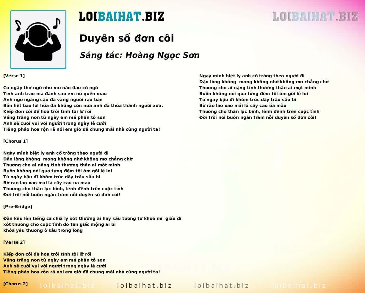 Duyên số đơn côi