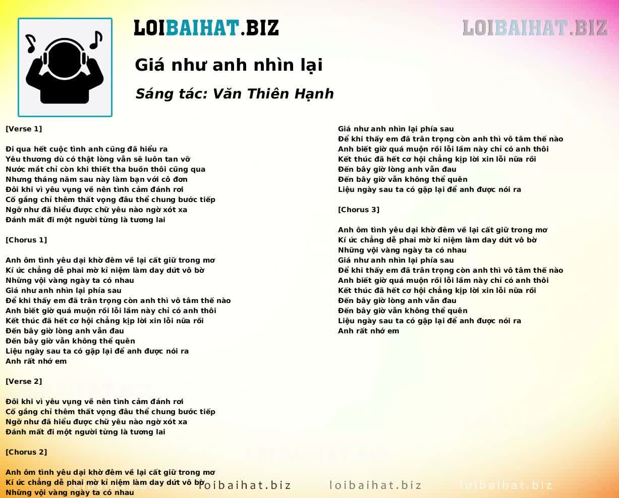 Giá như anh nhìn lại