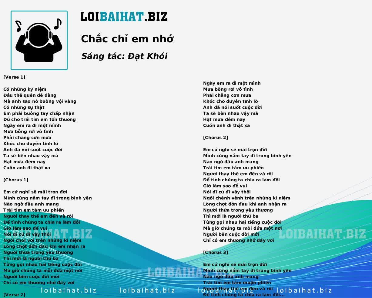 Chắc chỉ em nhớ