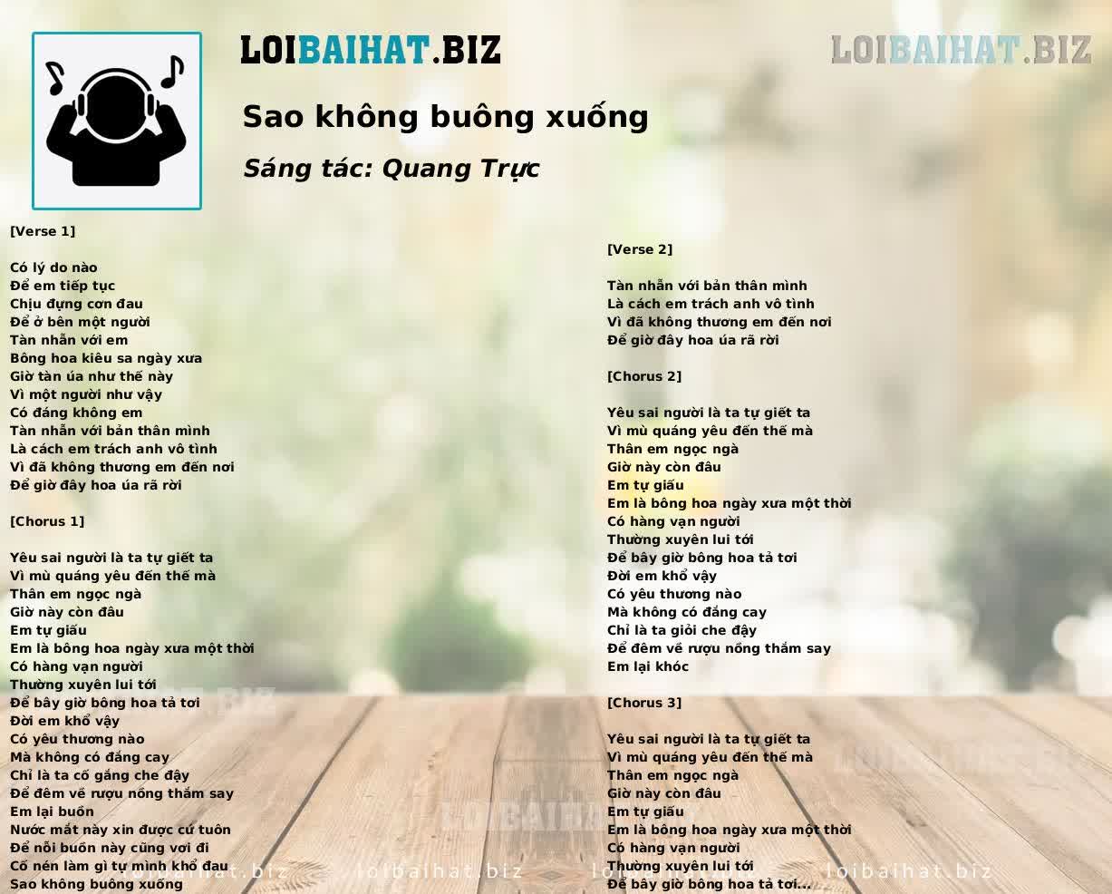 Sao không buông xuống